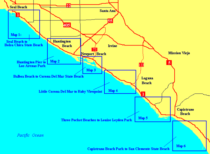 Map of Orange county California cities